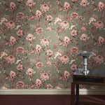 House of Hackney Artemis Wallpaper in Verdigris House of Hackney Artemis wallpaper in Verdigris, blooms and foliage in verdigris