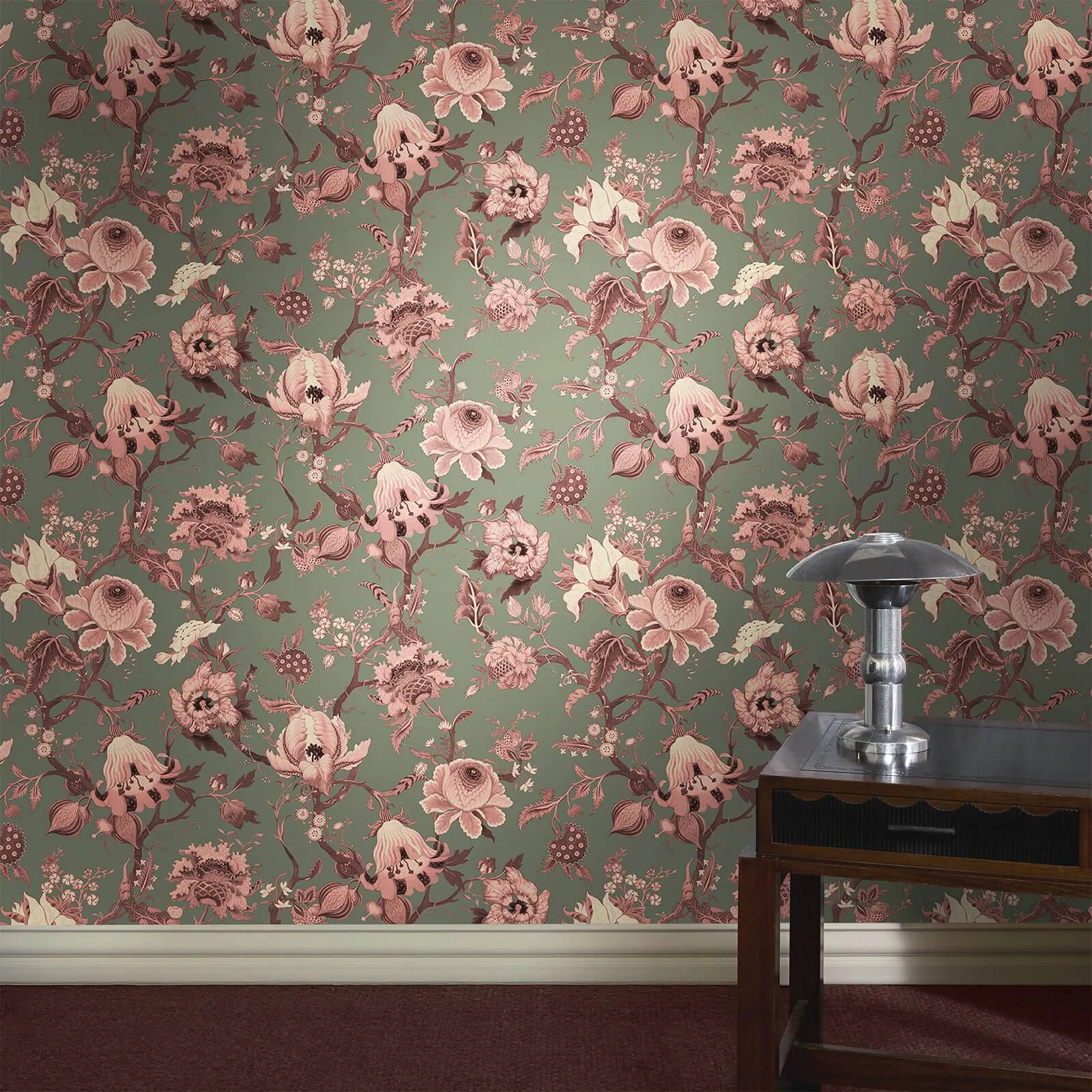 House of Hackney Artemis Wallpaper in Verdigris House of Hackney Artemis wallpaper in Verdigris, blooms and foliage in verdigris