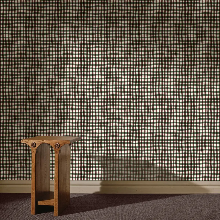 House of Hackney Artist's Check wallpaper in Carnelian, the Artist's Check design in carnelian