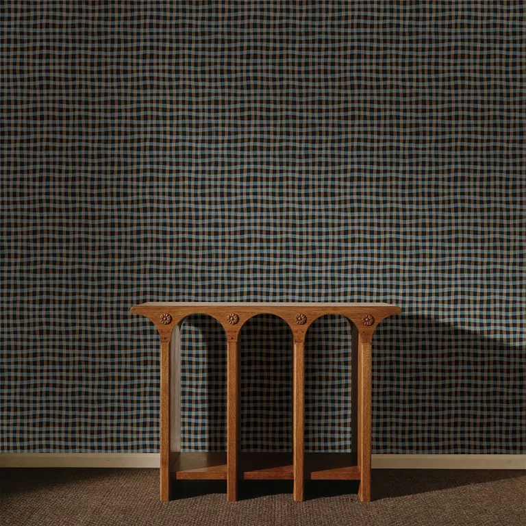 House of Hackney Artist's Check wallpaper in Noir, the Artist's Check design in noir