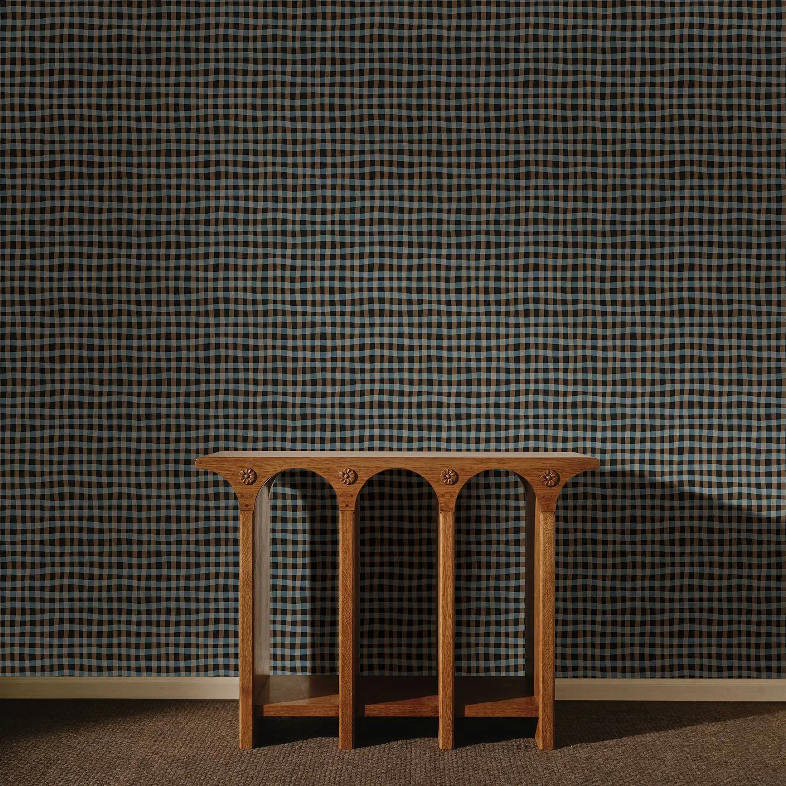 House of Hackney Artist's Check wallpaper in Noir, the Artist's Check design in noir