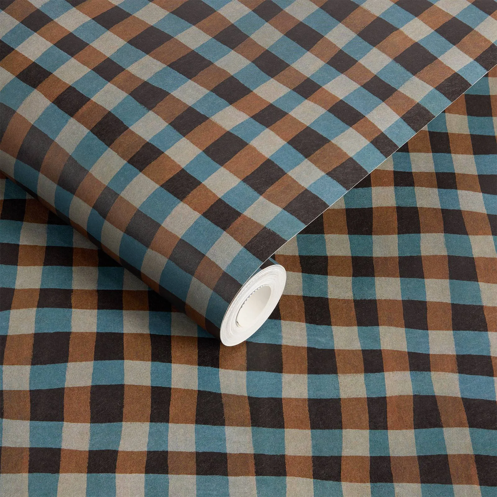 House of Hackney Artist's Check wallpaper in Noir, the Artist's Check design in noir