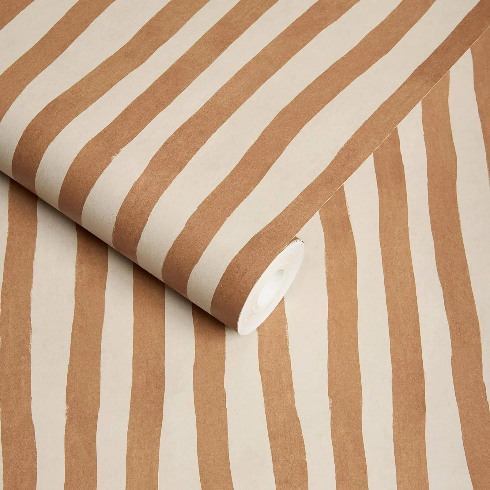 House of Hackney Artist's Stripe Wallpaper in Amber House of Hackney Artist's Stripe wallpaper in Amber, stripes and trees in amber