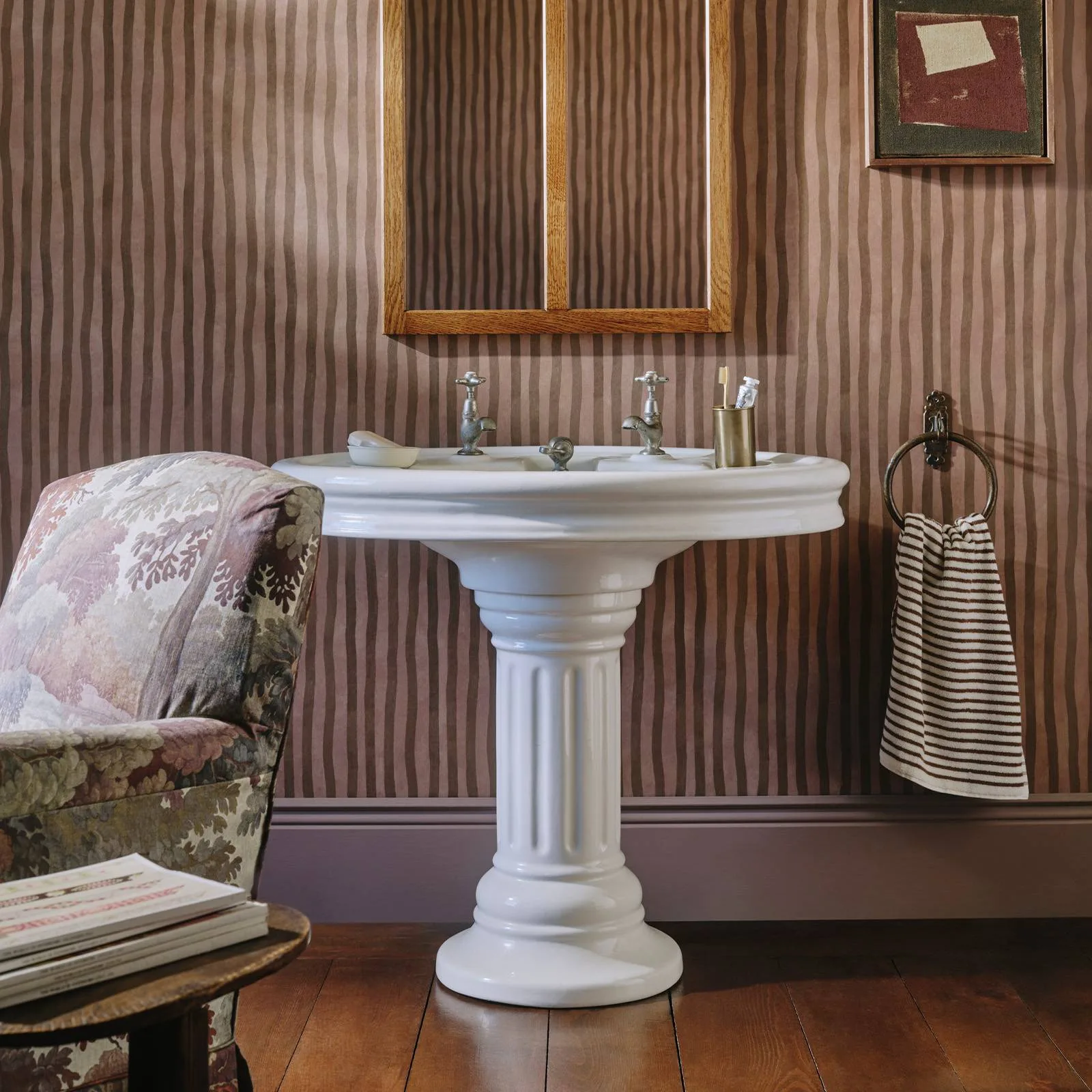 House of Hackney Artist's Stripe Wallpaper in Cosmos & Bark House of Hackney Artist's Stripe wallpaper in Cosmos & Bark, stripes in cosmos & bark