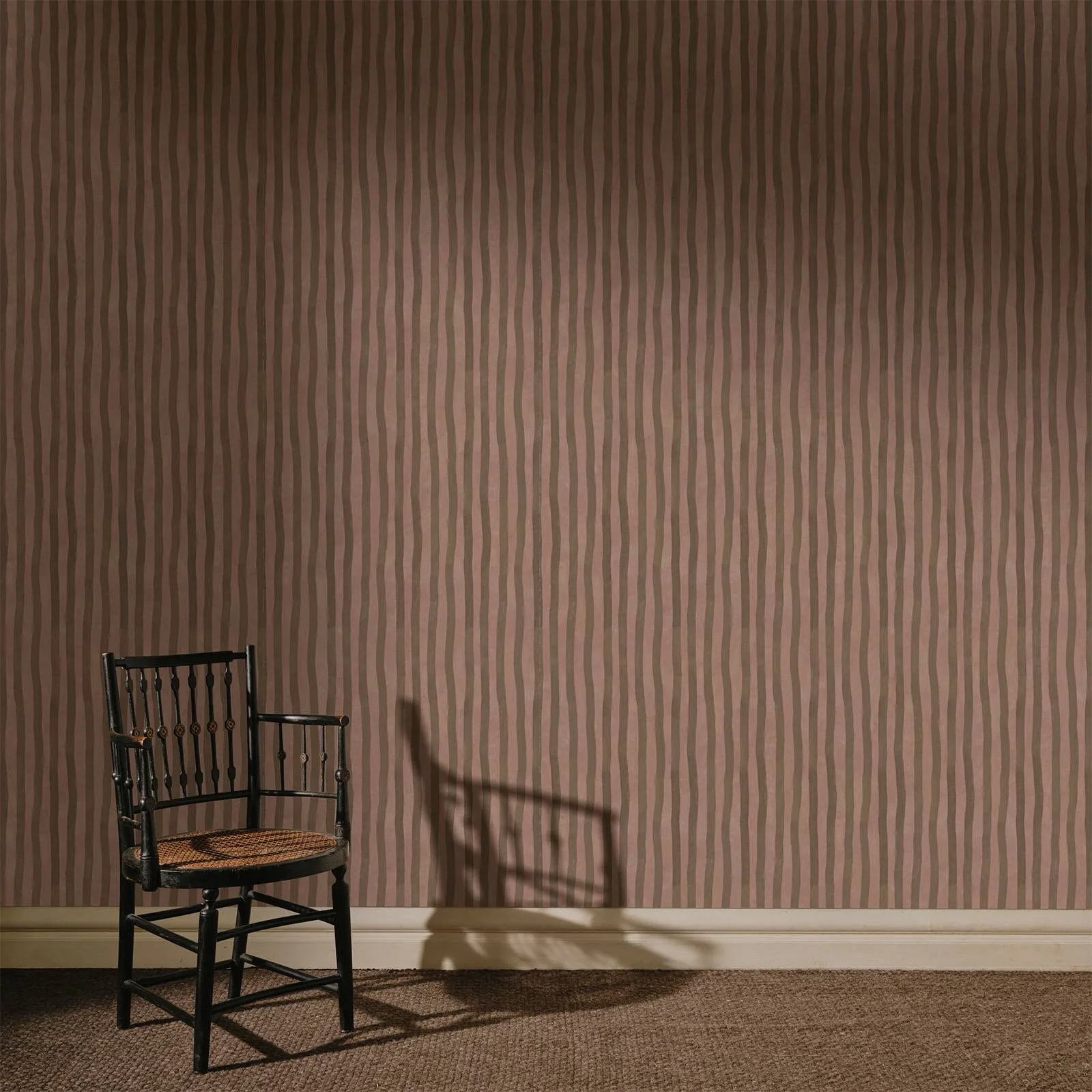 House of Hackney Artist's Stripe wallpaper in Cosmos & Bark, stripes in cosmos & bark