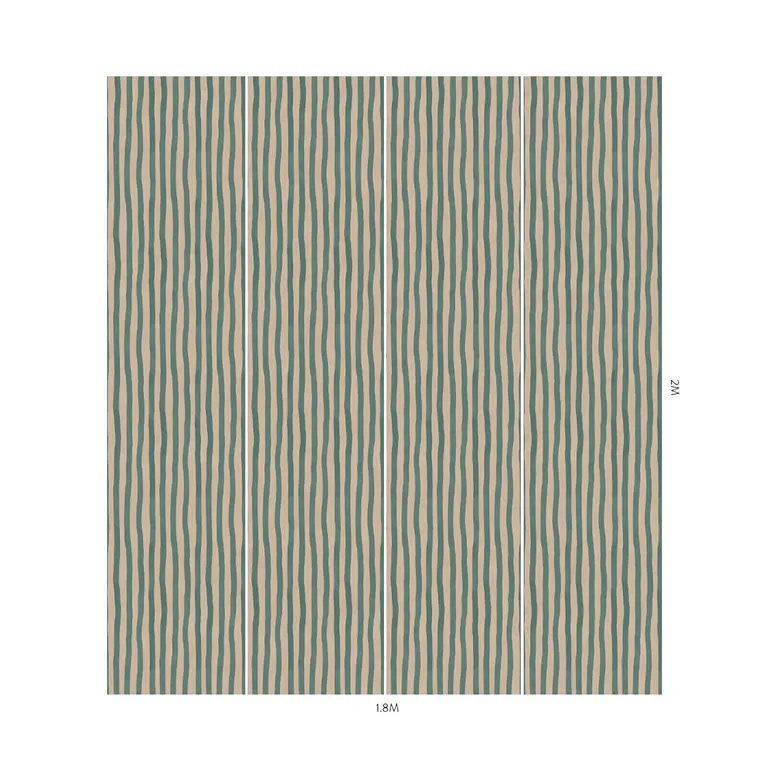 House of Hackney Artist's Stripe wallpaper in Euphorbia & Alabaster, stripes and geometric forms in euphorbia & alabaster