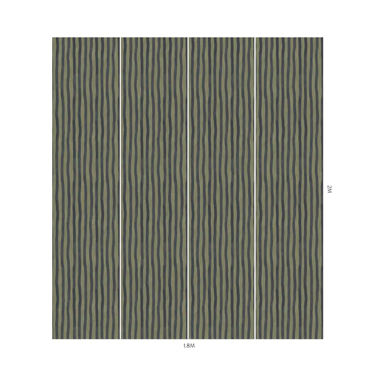 House of Hackney Artist's Stripe wallpaper in Laurustine & Galaxias, stripes and trees in rust