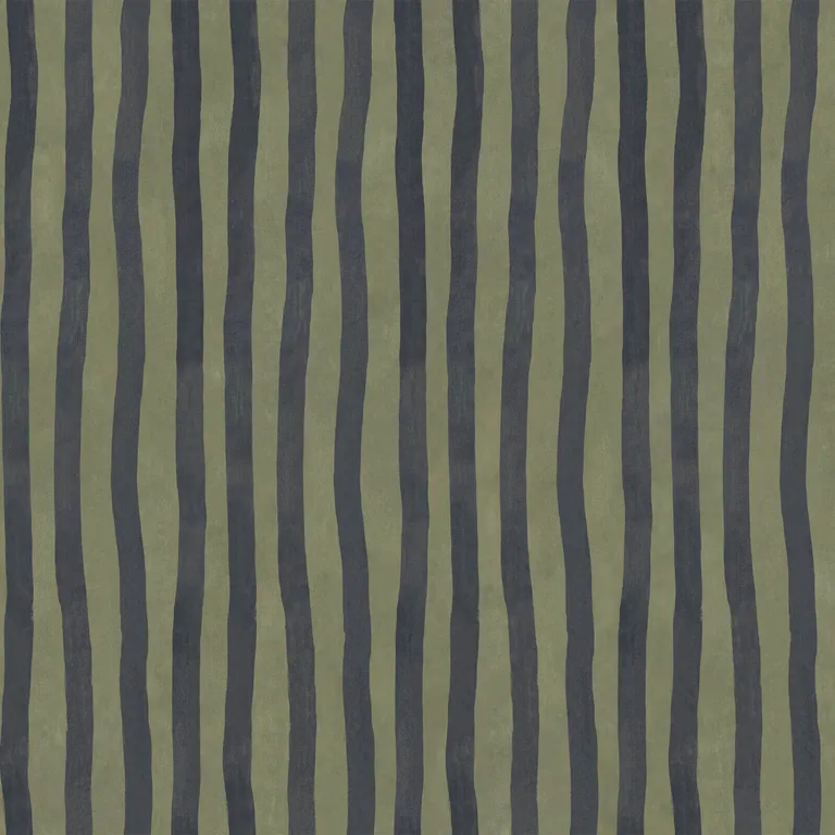 House of Hackney Artist's Stripe wallpaper in Laurustine & Galaxias, stripes and trees in rust
