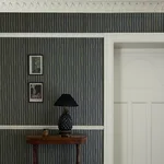 House of Hackney Artist's Stripe Wallpaper in Laurustine & Galaxias House of Hackney Artist's Stripe wallpaper in Laurustine & Galaxias, stripes and trees in rust