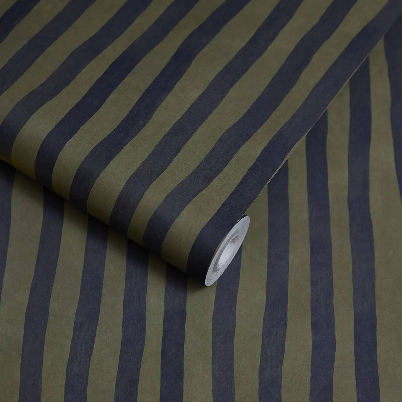 House of Hackney Artist's Stripe Wallpaper in Laurustine & Galaxias House of Hackney Artist's Stripe wallpaper in Laurustine & Galaxias, stripes and trees in rust