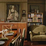 House of Hackney Artist's Stripe wallpaper in Moss & Carex, stripes in moss & carex