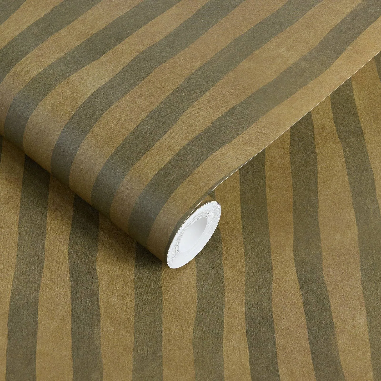 House of Hackney Artist's Stripe wallpaper in Moss & Carex, stripes in moss & carex