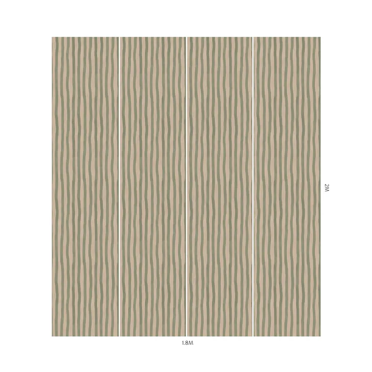 House of Hackney Artist's Stripe wallpaper in Sap & Alabaster, stripes and geometric forms in sap & alabaster