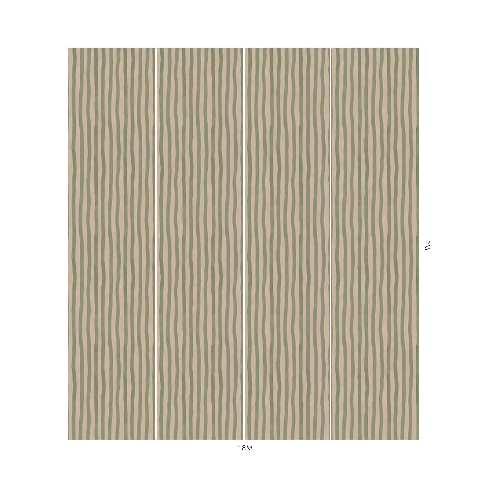 House of Hackney Artist's Stripe wallpaper in Sap & Alabaster, stripes and geometric forms in sap & alabaster