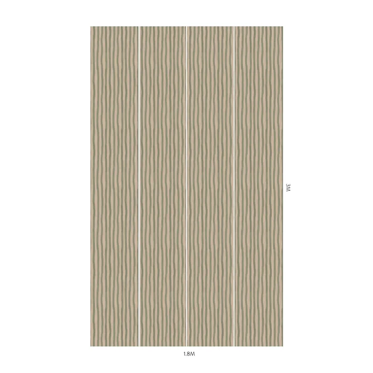 House of Hackney Artist's Stripe wallpaper in Sap & Alabaster, stripes and geometric forms in sap & alabaster
