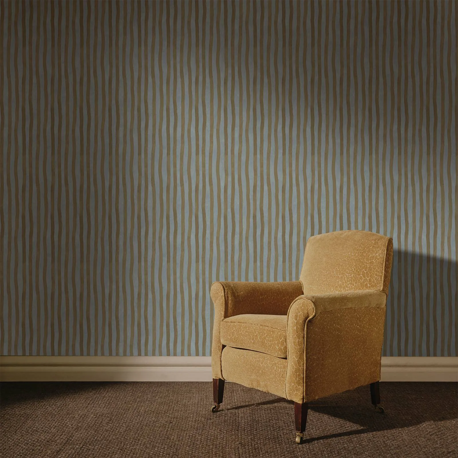 House of Hackney Artist's Stripe wallpaper in Stratus & Carex, stripes in stratus & carex