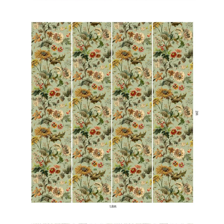 House of Hackney Avalon wallpaper in Apple, blooms and foliage in apple