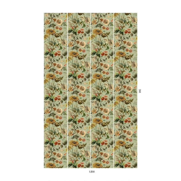 House of Hackney Avalon wallpaper in Apple, blooms and foliage in apple
