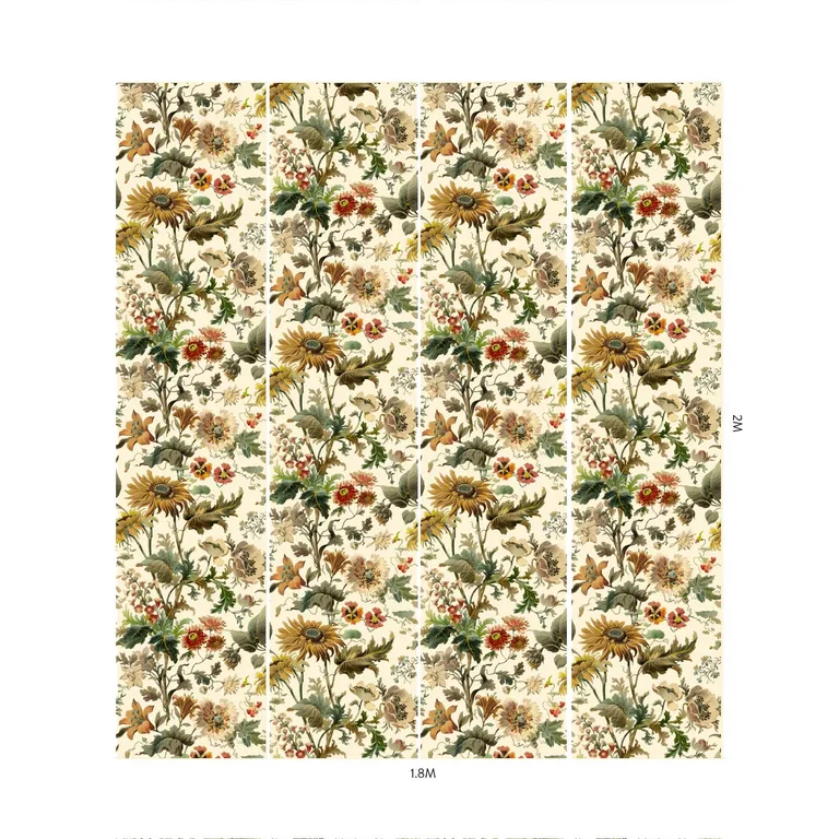 House of Hackney Avalon wallpaper in Ecru, blooms and foliage in ecru