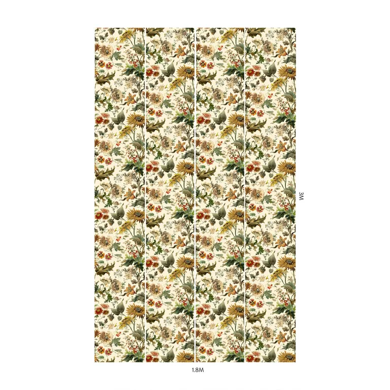House of Hackney Avalon wallpaper in Ecru, blooms and foliage in ecru