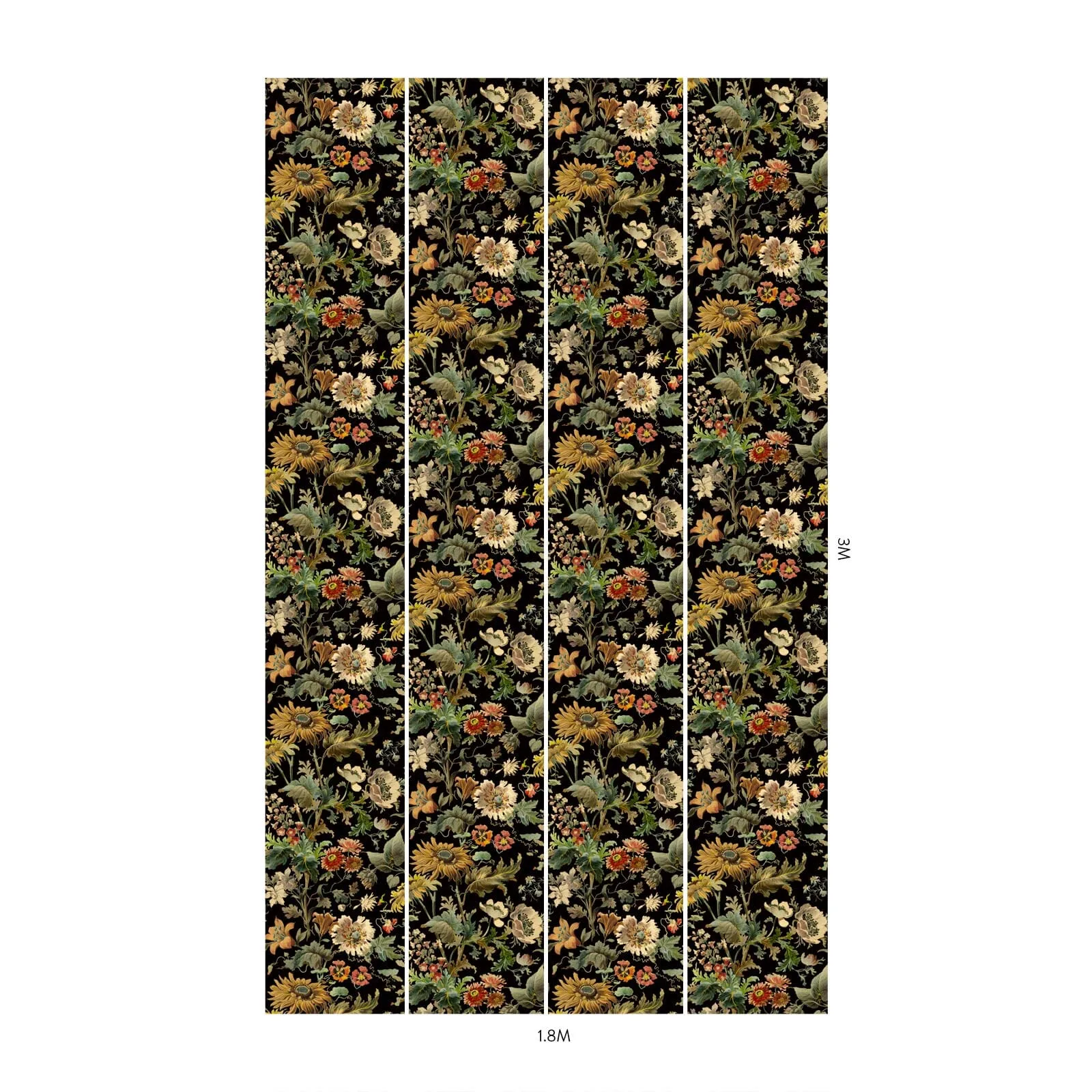House of Hackney Avalon wallpaper in Noir, blooms and foliage in noir