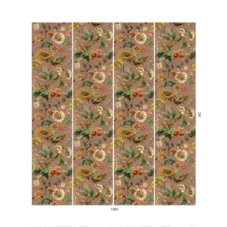 House of Hackney Avalon wallpaper in Puce Pink, blooms and foliage in pink