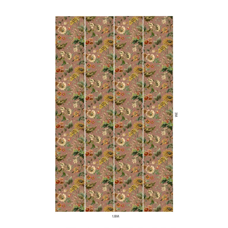 House of Hackney Avalon wallpaper in Puce Pink, blooms and foliage in pink
