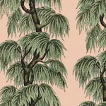 House of Hackney Babylon wallpaper in Blush Willow, foliage and geometric forms in blush willow