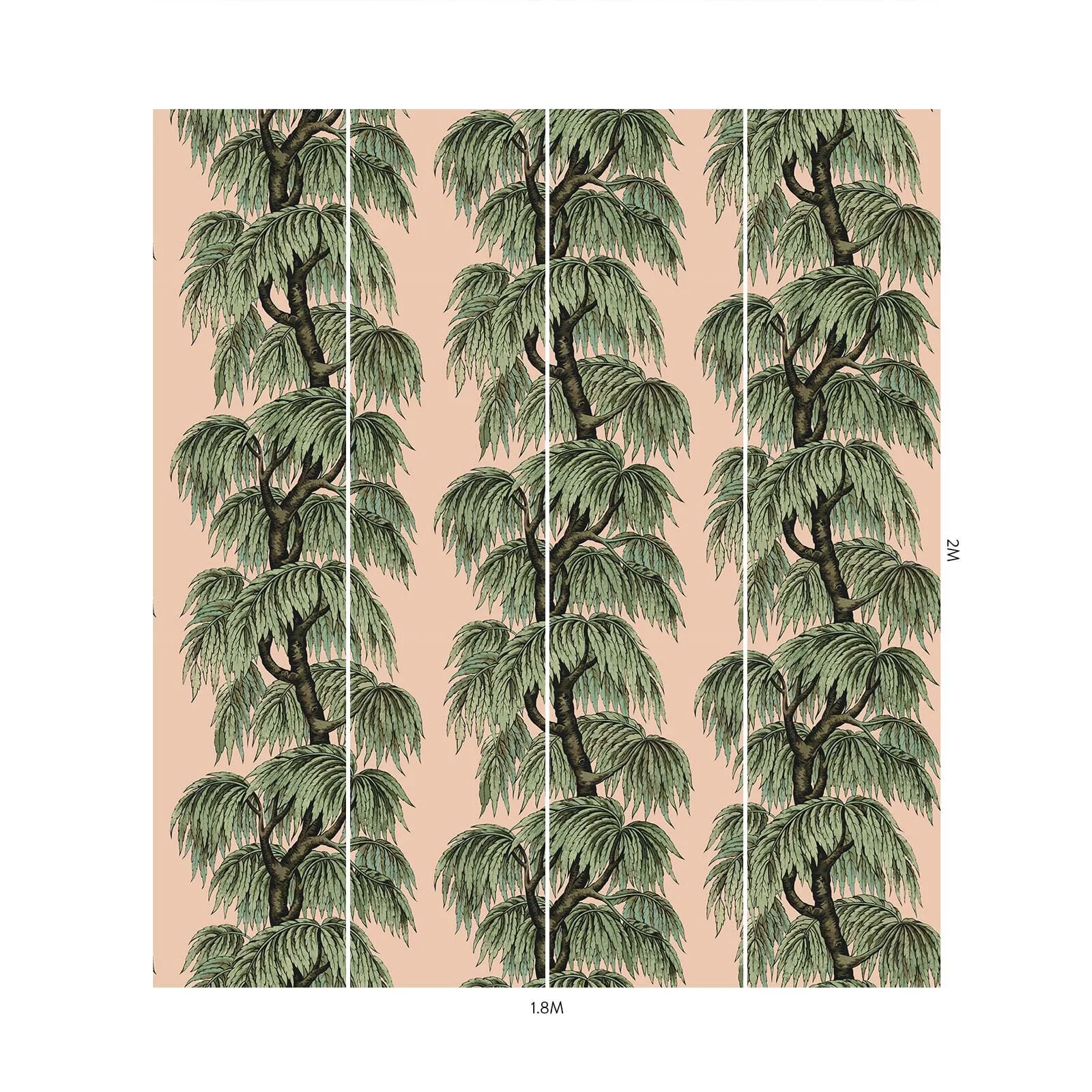 House of Hackney Babylon wallpaper in Blush Willow, foliage and geometric forms in blush willow