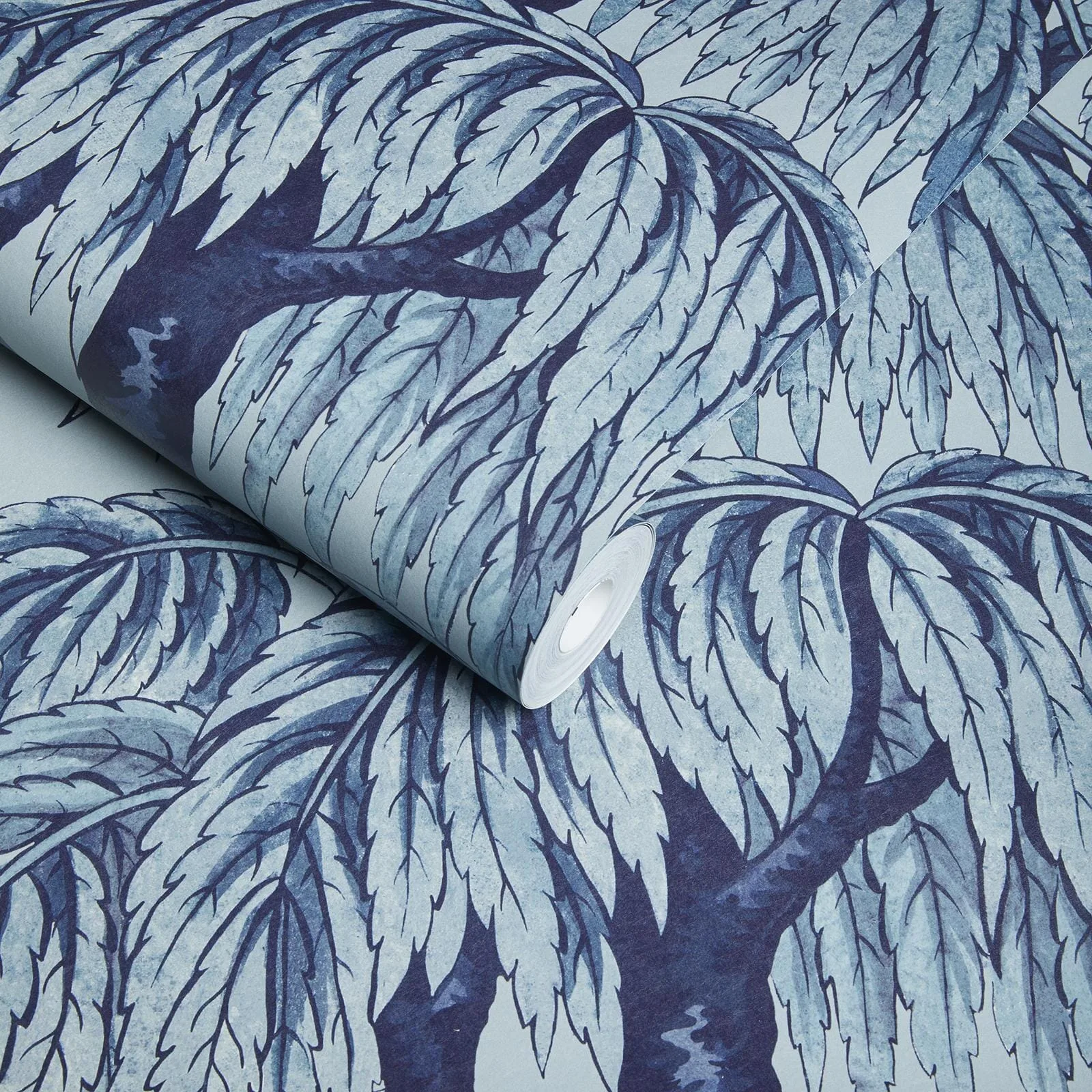 House of Hackney Babylon Wallpaper in Celestial Blue House of Hackney Babylon wallpaper in Celestial Blue, foliage and geometric forms in blue