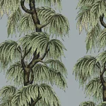 House of Hackney Babylon wallpaper in Dove Willow, foliage and birds in dove willow