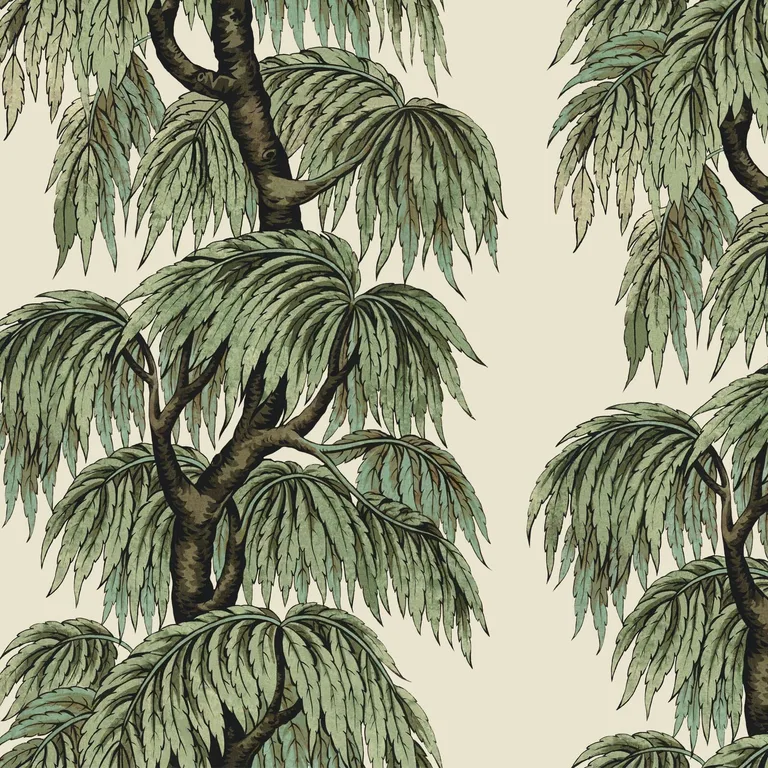 House of Hackney Babylon wallpaper in Papyrus Willow, foliage and geometric forms in papyrus willow