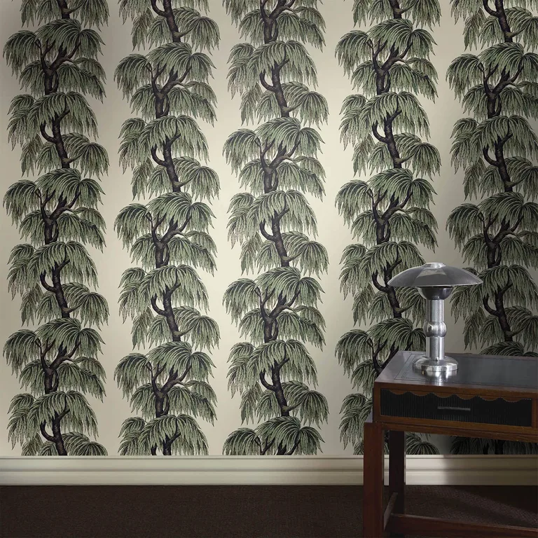 House of Hackney Babylon wallpaper in Papyrus Willow, foliage and geometric forms in papyrus willow
