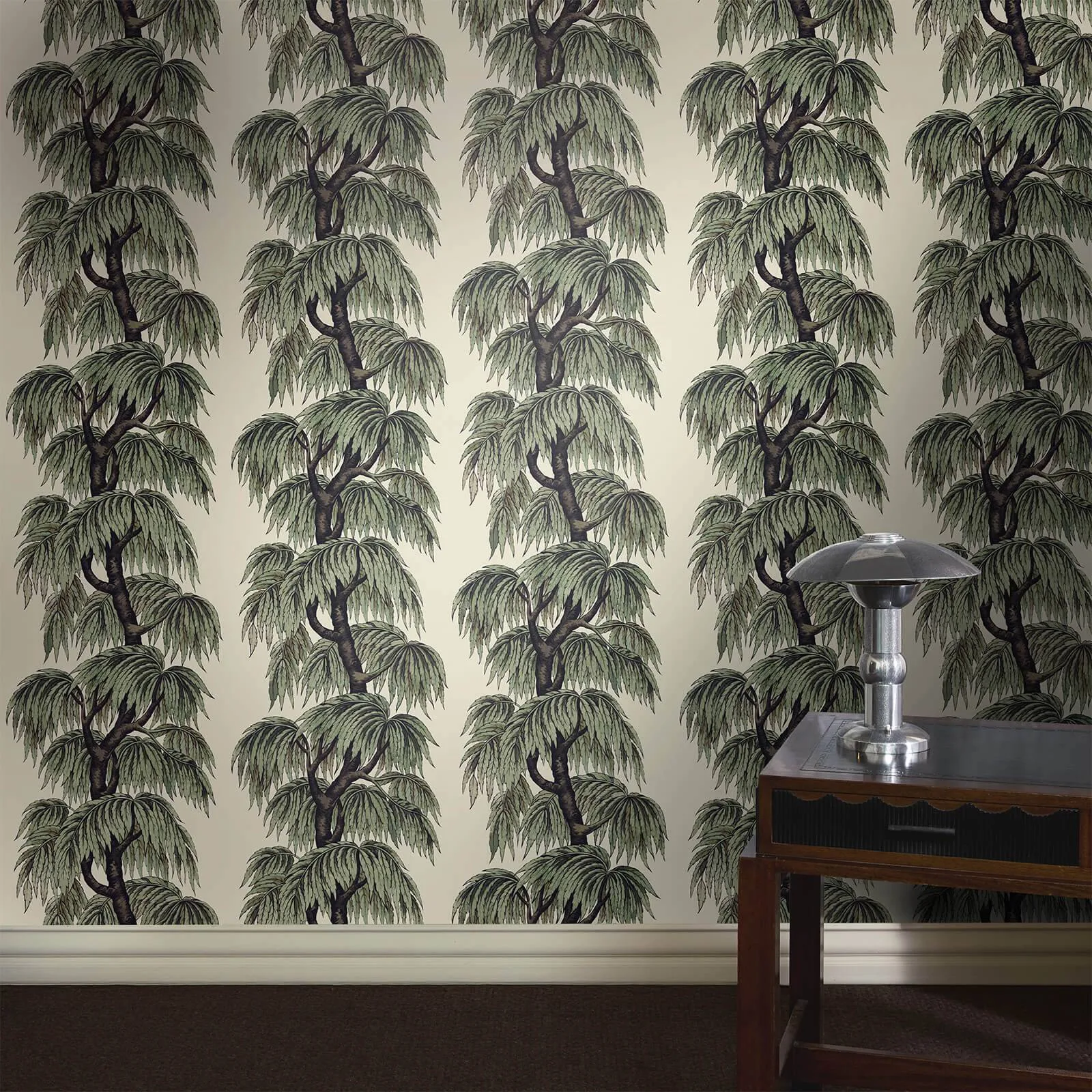 House of Hackney Babylon wallpaper in Papyrus Willow, foliage and geometric forms in papyrus willow