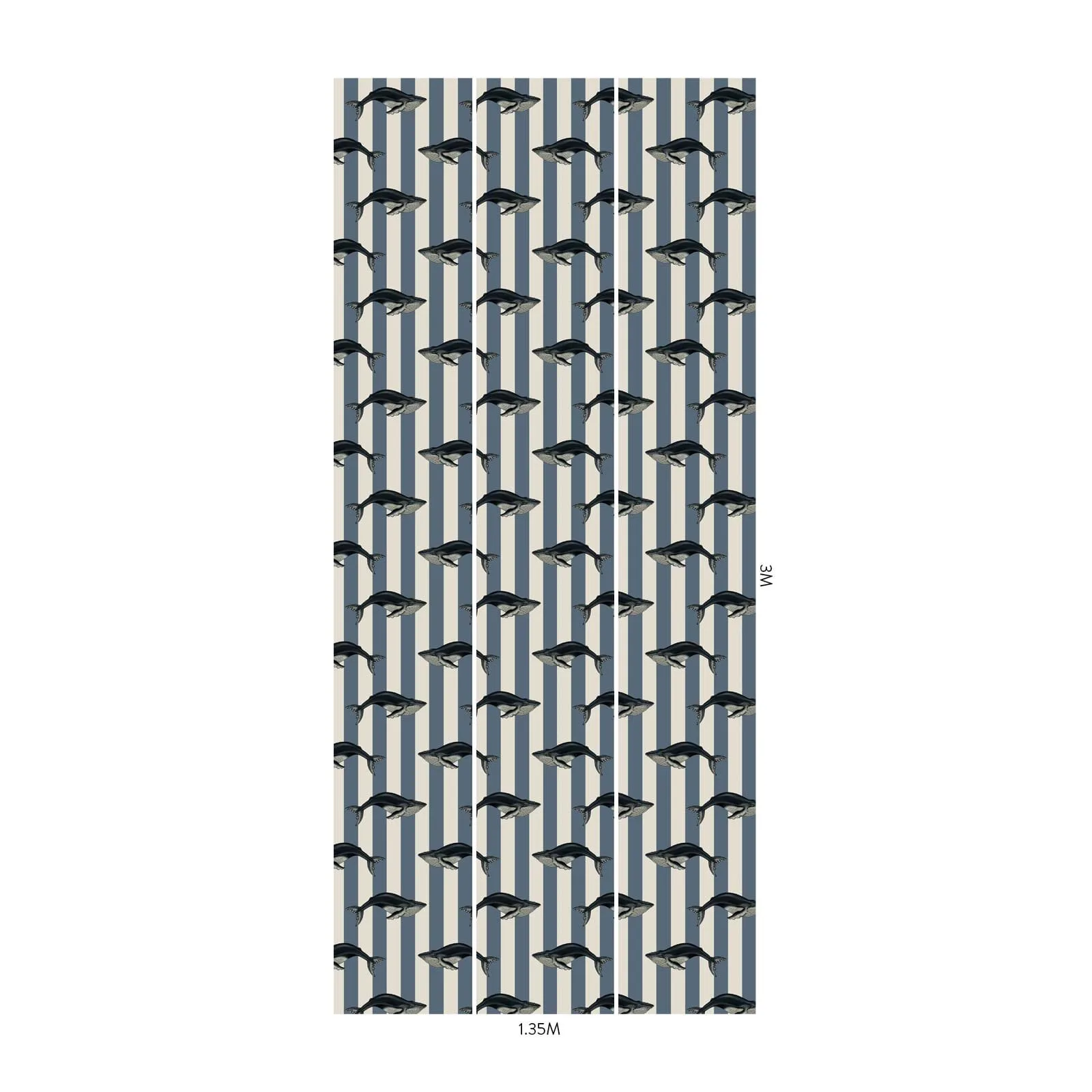 House of Hackney Baleana wallpaper in Denim, stripes in denim