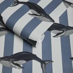 House of Hackney Baleana wallpaper in Denim, stripes in denim