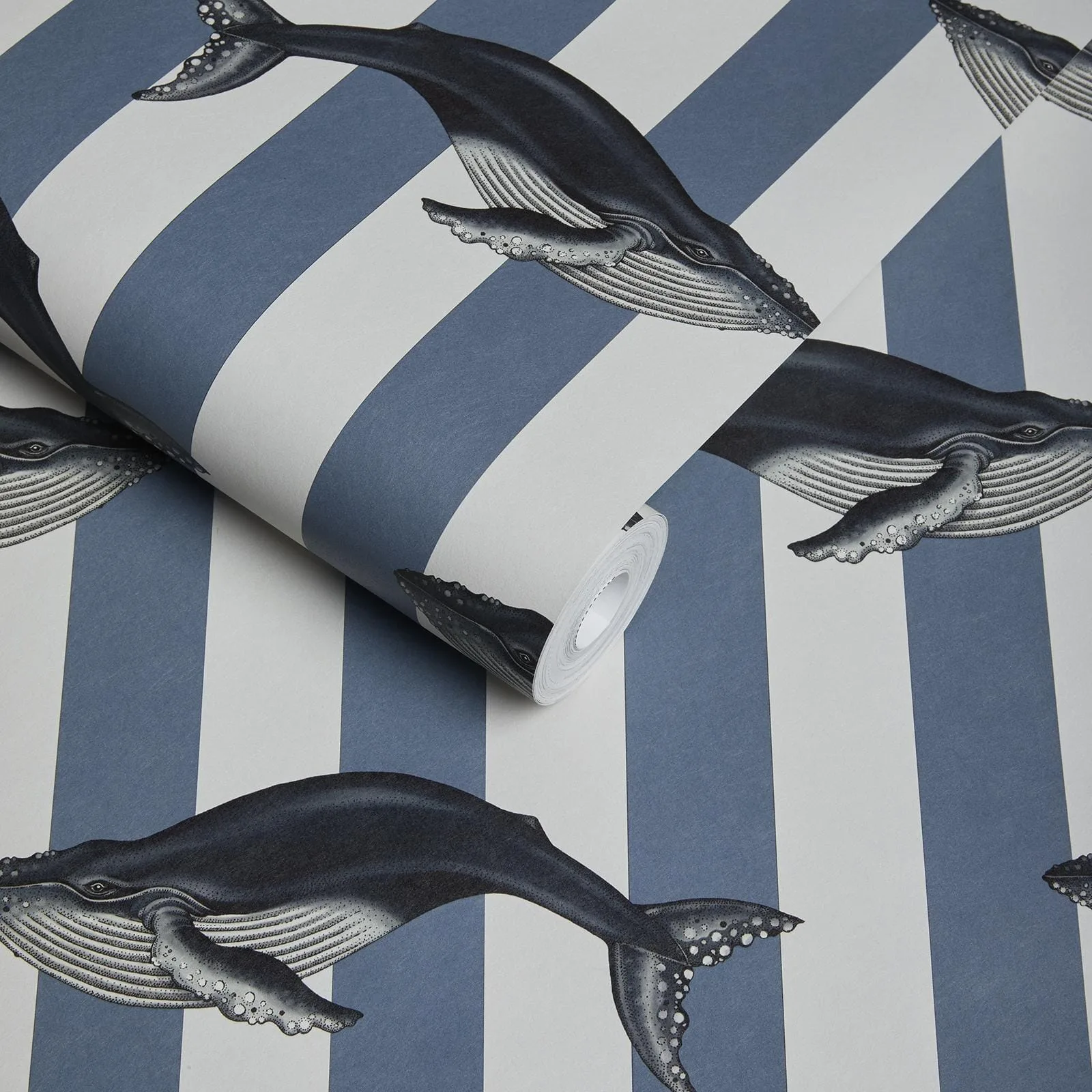 House of Hackney Baleana wallpaper in Denim, stripes in denim