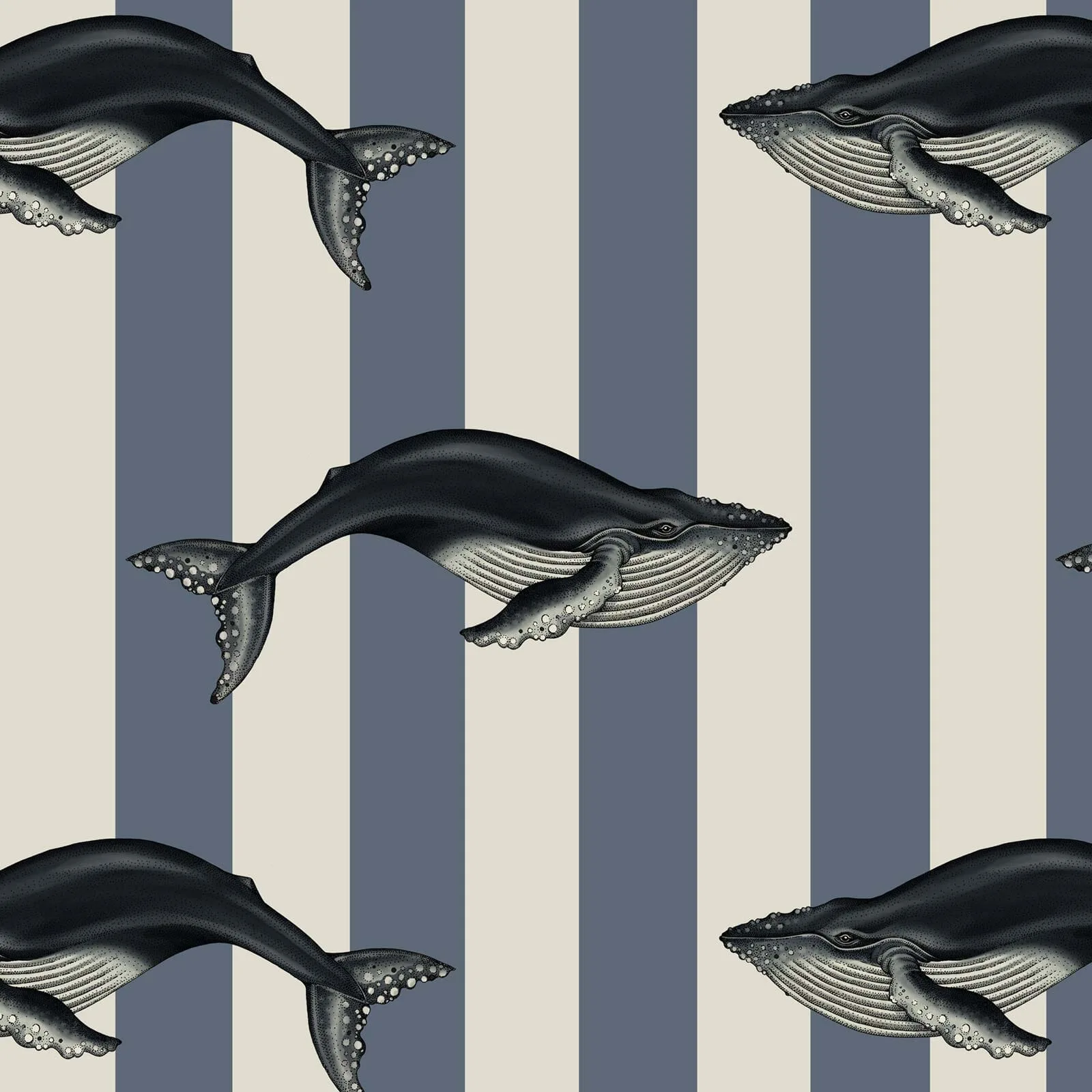 House of Hackney Baleana wallpaper in Denim, stripes in denim