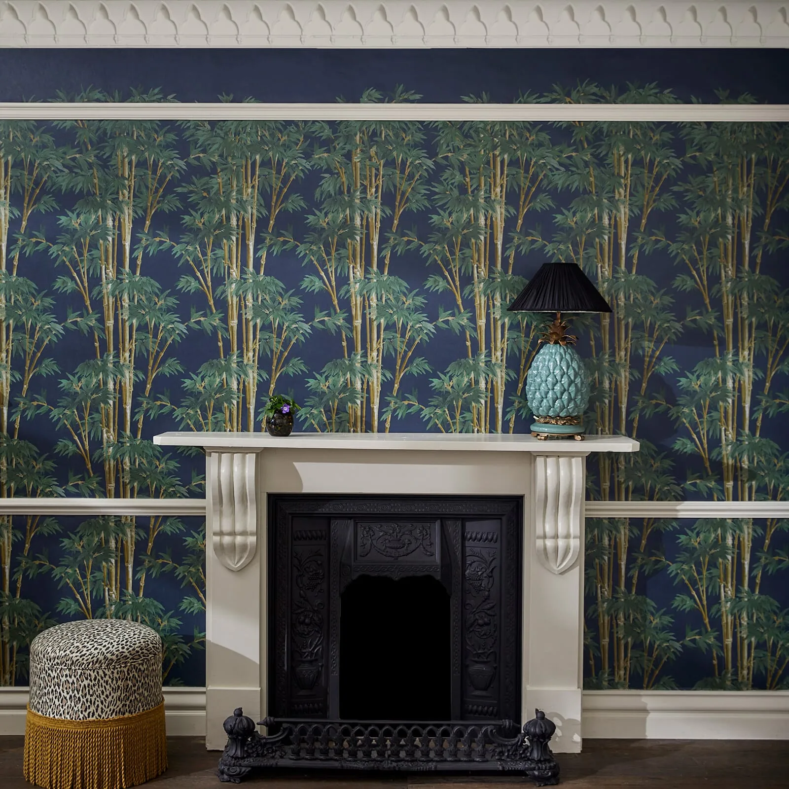 House of Hackney Bambusa wallpaper in Midnight, foliage and trees in midnight