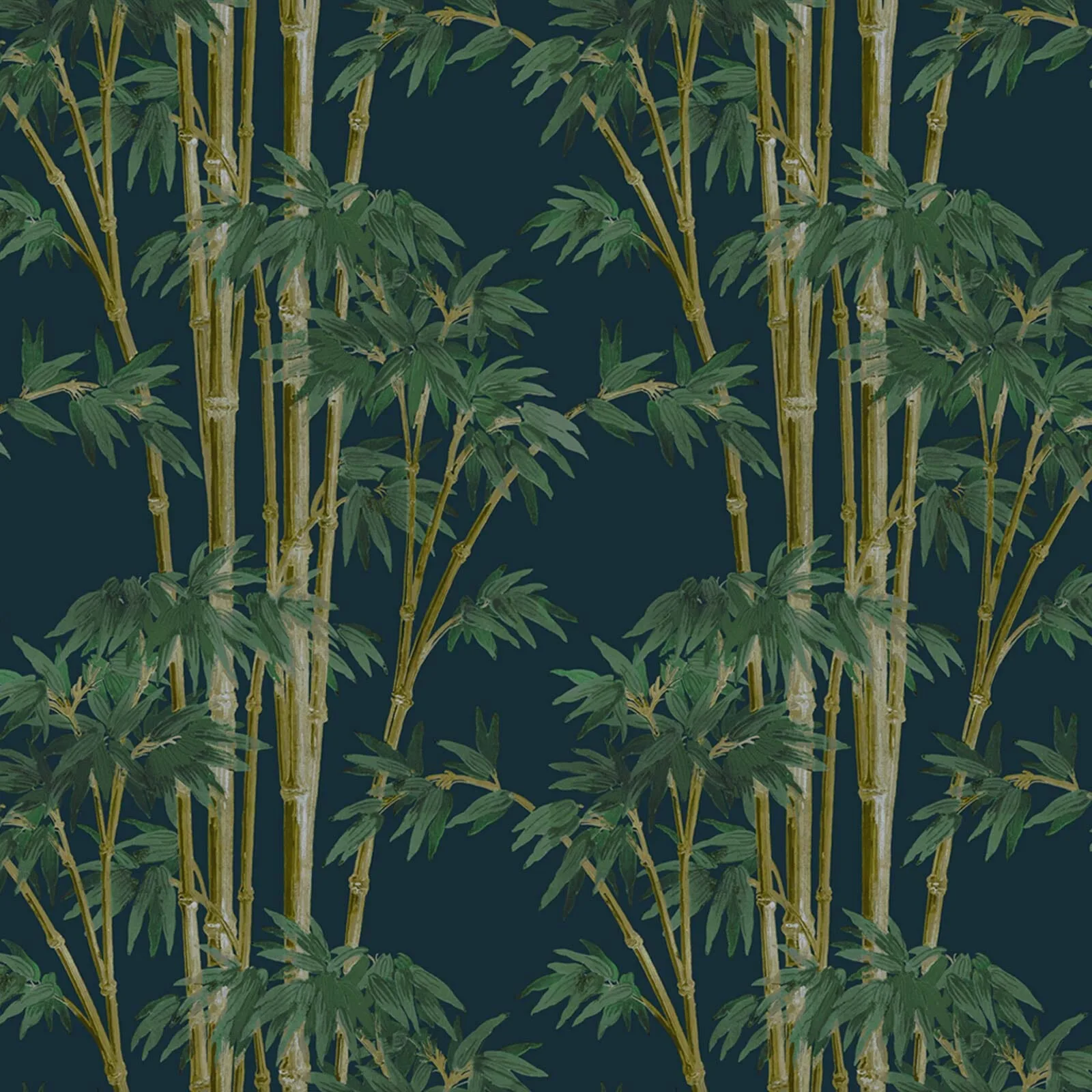 House of Hackney Bambusa wallpaper in Midnight, foliage and trees in midnight