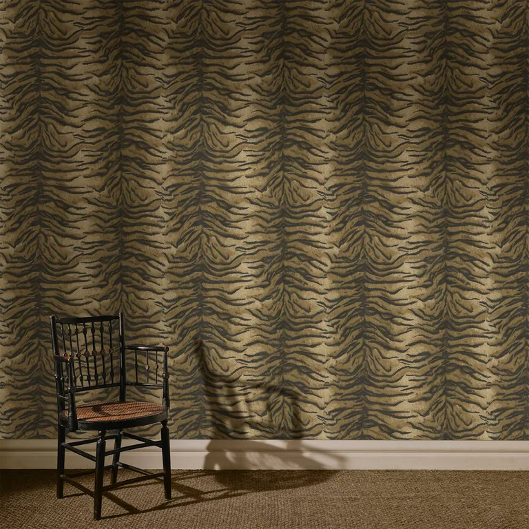 House of Hackney Caspian wallpaper in Umber, animal markings and stripes in umber