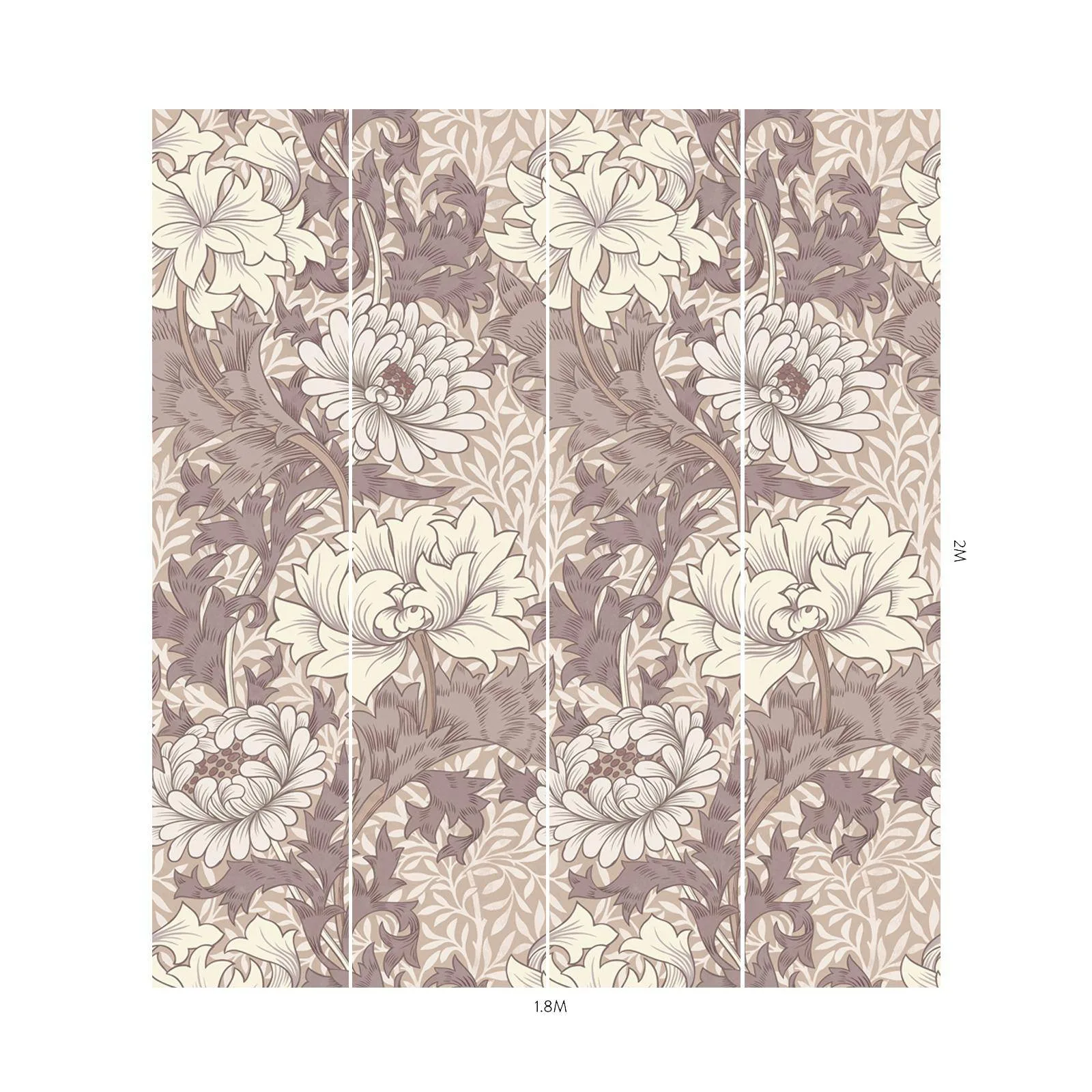 House of Hackney Chrysanthemum Magna Wallpaper in Astrantia House of Hackney Chrysanthemum Magna wallpaper in Astrantia, blooms and foliage in astrantia