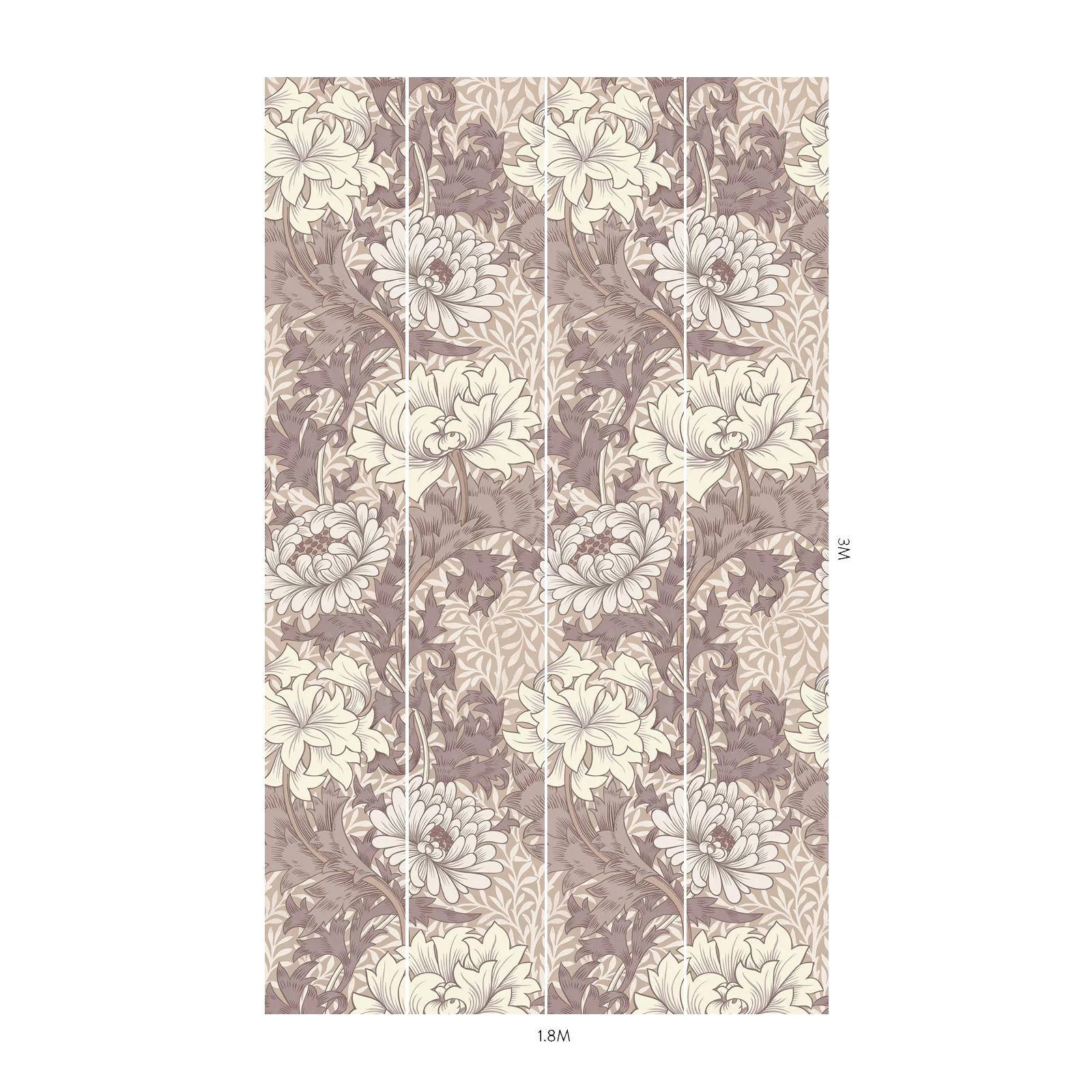 House of Hackney Chrysanthemum Magna Wallpaper in Astrantia House of Hackney Chrysanthemum Magna wallpaper in Astrantia, blooms and foliage in astrantia
