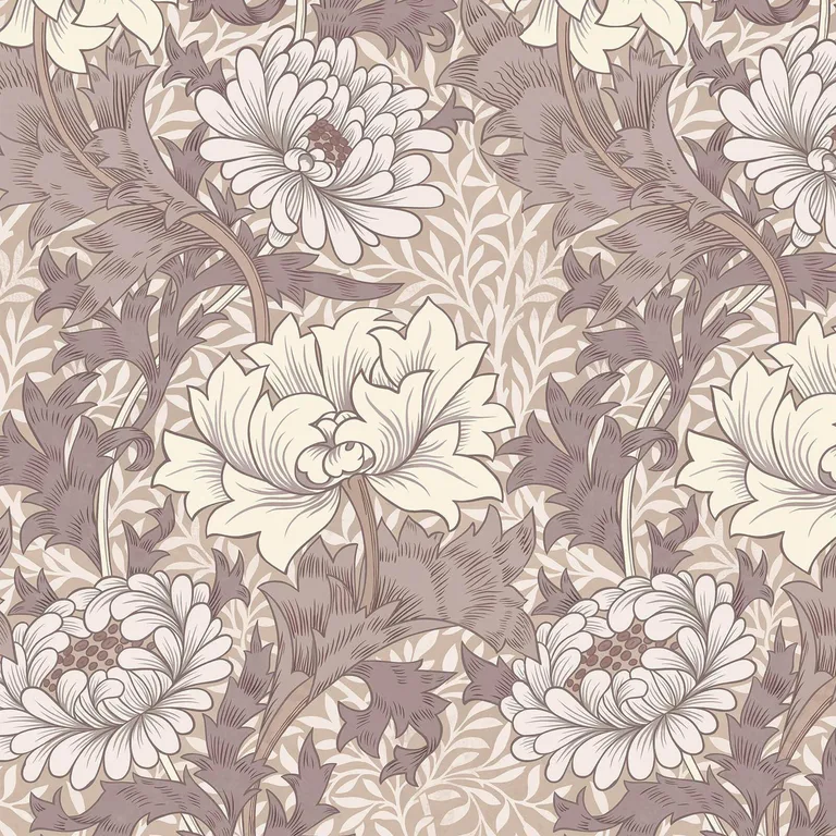 House of Hackney Chrysanthemum Magna wallpaper in Astrantia, blooms and foliage in astrantia
