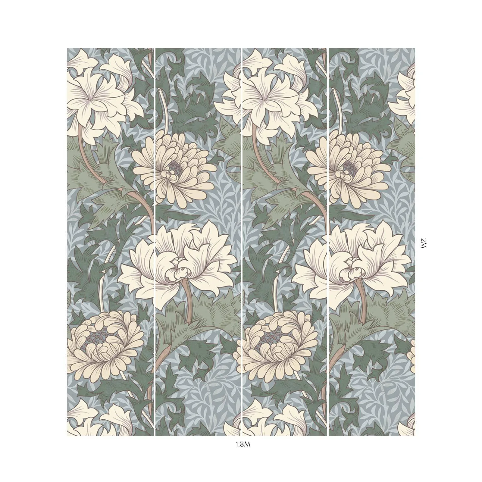 House of Hackney Chrysanthemum Magna wallpaper in Byzantine, blooms and foliage in byzantine
