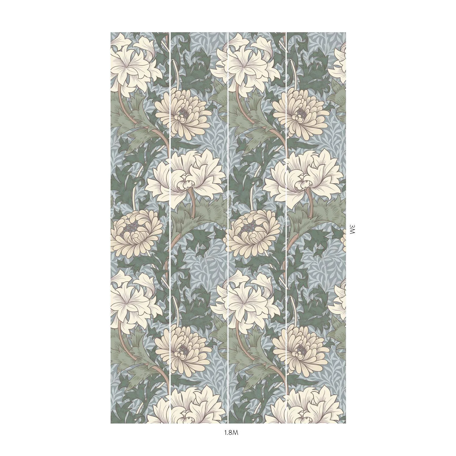 House of Hackney Chrysanthemum Magna wallpaper in Byzantine, blooms and foliage in byzantine