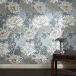 House of Hackney Chrysanthemum Magna wallpaper in Byzantine, blooms and foliage in byzantine