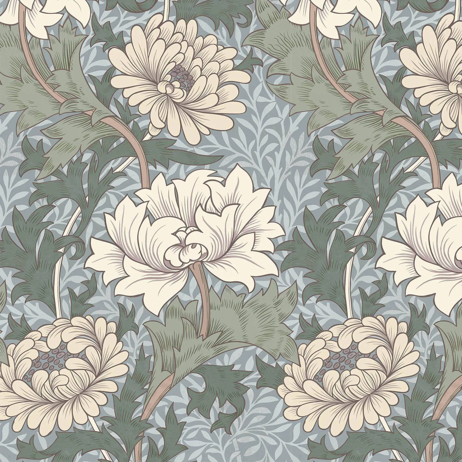 House of Hackney Chrysanthemum Magna wallpaper in Byzantine, blooms and foliage in byzantine