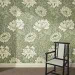 House of Hackney Chrysanthemum Magna Wallpaper in Sap House of Hackney Chrysanthemum Magna wallpaper in Sap, blooms and foliage in sap