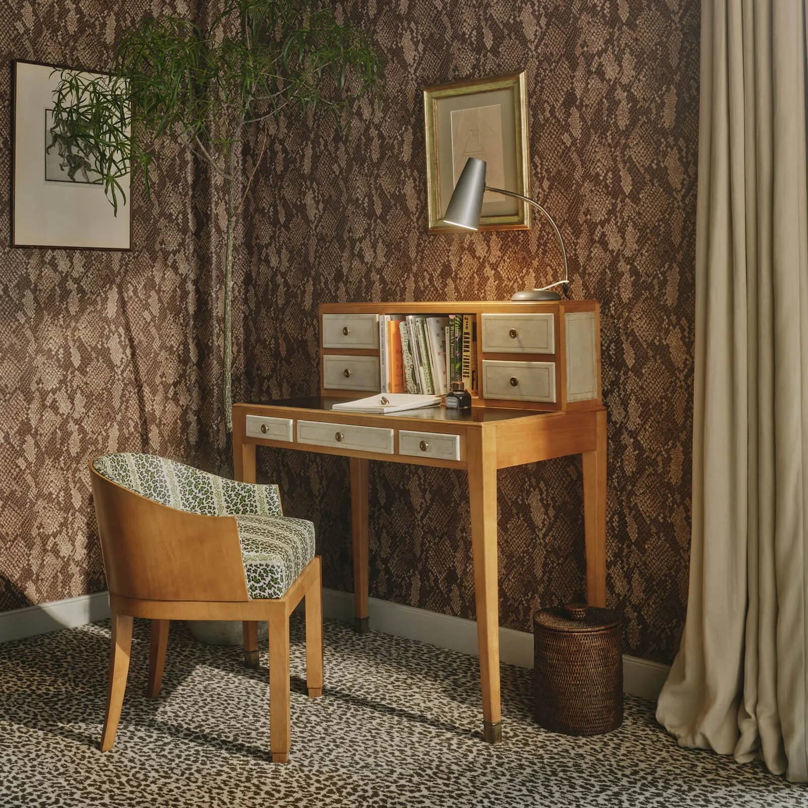 House of Hackney Cobra wallpaper in Cocoa, serpents and animal markings in cocoa